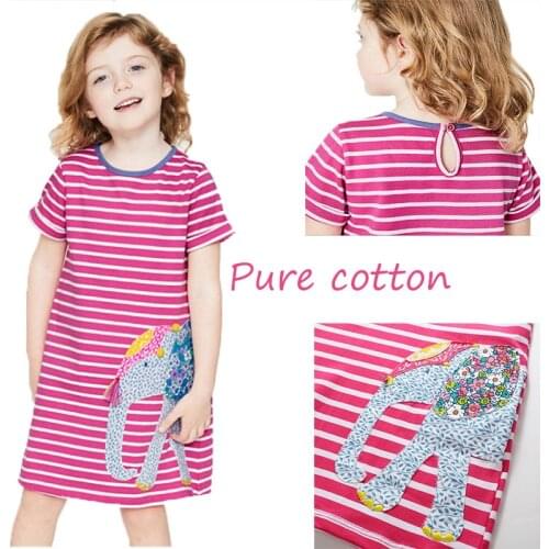 Children Girl Dress Child Girls Clothing Cotton Short Sleeve Flower Kids Summer Dresses For Baby Clothes Girls Dresses Stitching