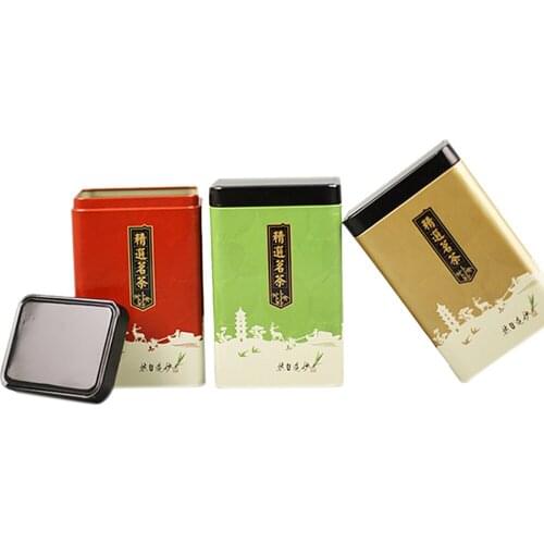 Xin Jia Yi Airtight Coffee Small Tin Boxes Tower Pattern Container Rectangular Red Metal Containers Chinese Style Storage Tank