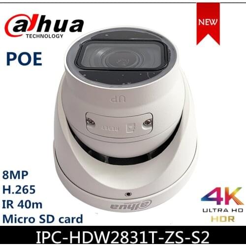 Dahua IP Camera IPC-HDW2831T-ZS-S2 8MP Lite IR Vari focal Eyeball Nework Camera ip 5X ZOOM HD camera with 40M IR SD card H.265