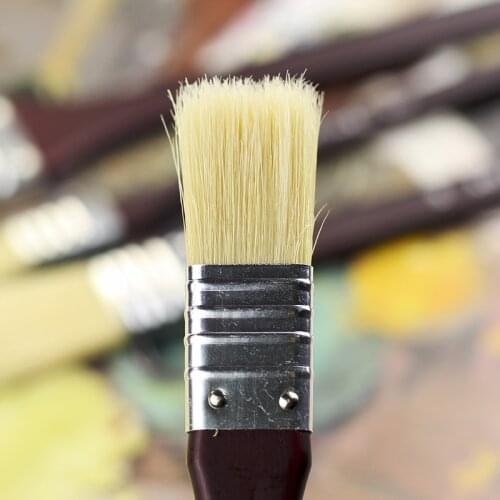 4Pcs/Set Fine Pig Bristle Hair Paint Brush Wooden Handle Art Acrylic Brushes For Wall Painting Artistic Oil Paintbrush Tassels