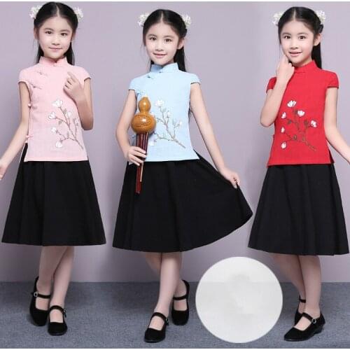 Classic Girl Chinese Traditional Costume Children Hanfu Clothing Chinese Folk Dance Costume Tang Dynasty Cosplay Clothes 89