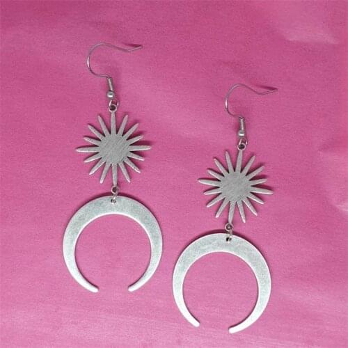 Beautiful Celestial Earrings, Crescent Moon Earrings, Sun and Moon Earrings, Day and Night