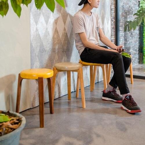 Creative Small Stool Solid Wood Dining Stool Square Stool Fabric Dressing Stool Simple Fashion Makeup Stool Bench Household Stoo