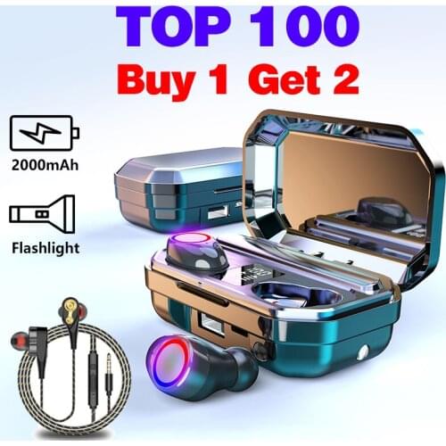 M12 TWS Earphones New Wireless Bluetooth Headphones V5.0 LED Power Display Earbuds Smart Touch Control Headset For Xiaomi Iphone