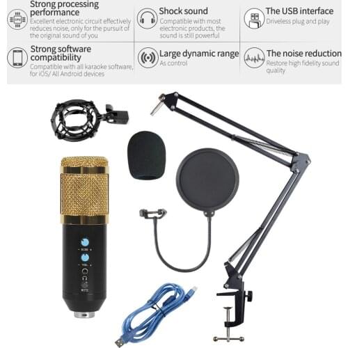 Computer Streaming USB Microphone Metal Condenser Microphones for Laptop Recording Studio Karaoke Youtube TIKTOK Plug and Play