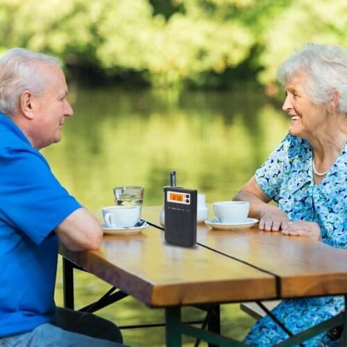 Mini Radio Portable AM/FM Dual Band Stereo Pocket Radio Receiver with LCD Display Clock and Preset Memory Function