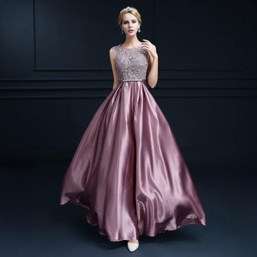 Fashion Lace Embroidery O Neck Sleeveless A-Line Prom Dresses High Waist Plus Size Full Length Evening Party Wedding Bridal Robe