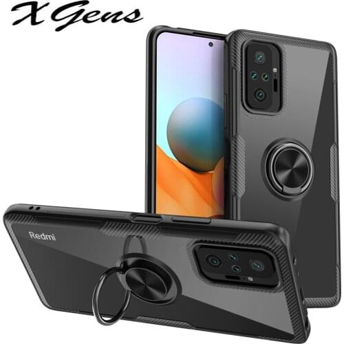 Fashion Transparent Shockproof Case For Redmi Note 10 Pro Max 10S Clear Ring Phone Back Cover for Redmi Note 9 Pro 9S 8