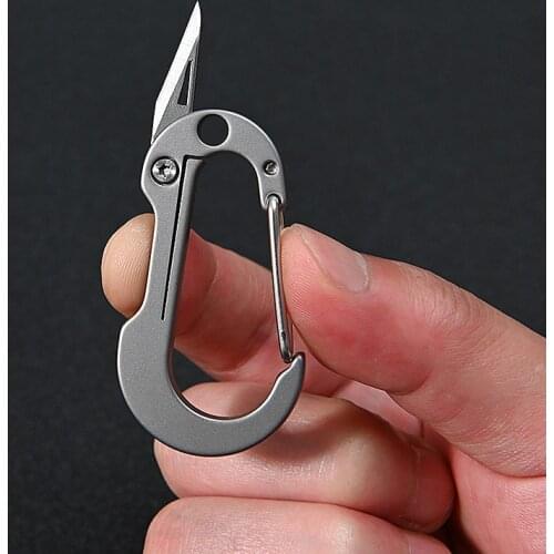 TC4 Titanium alloy Multi-tool Keychain Knife Mini edc Portable Knife outdoor fold Survive Self-defense fishing Carabiner Knife