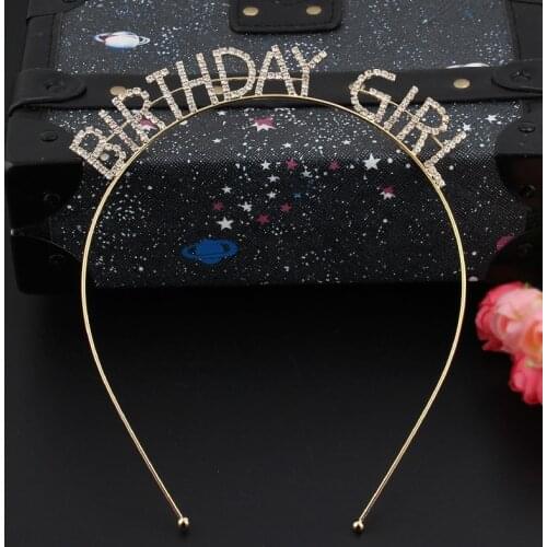 Metal Rhinestone Inlaid Headband Birthday Girl Hair Hoop Party Crown Supplies Simple Sweet Girls Hair Headband Hair Accessory
