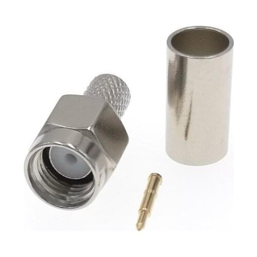 SMA Male Plug Crimp RG58 RG142 LMR195 RG400 Cable Straight RF Connector Nickel Plated