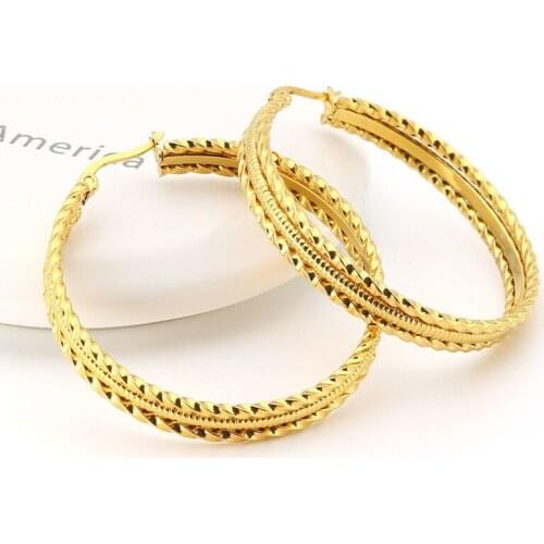 Wholesale Jewelry -- Titanium steel Rope 3 Circle Hoop Earrings For Women Fashion Jewelry 18 K / Black / Whi
