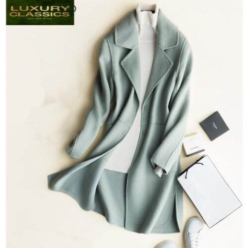 Autumn Coat Women 2021 100% Wool Coats Winter Korean Ladies Jacket Spring Woolen Female Jackets Casaco Feminino LWL704