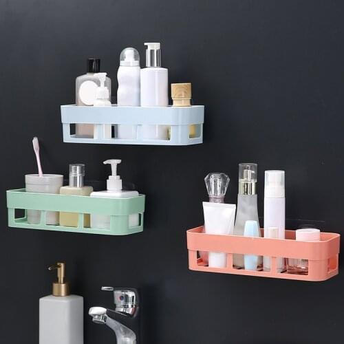 Bathroom Shelf Organizer Toilet Adhesive Shampoo Gel Storage Basket Decoration Bathroom Corner Shower Shelf Rack Accessories#01