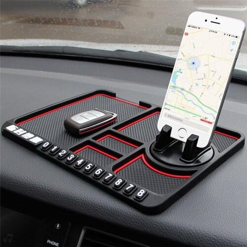Car Dashboard Non-slip Mat Pad Slip Resistance GPS Navigation Mount Multi-function Parking License Number Stand for Mobile Phone