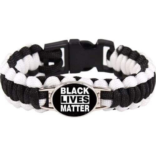 Dropshipping Support the Black All Black Lives Matter I can't Breathe Not One More Paracord Bracelets Mens Bracelets for Women