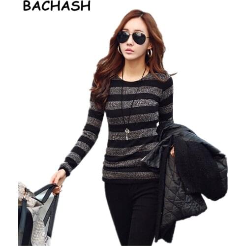 BACHAS Big Discount Women Knitted Pullover Scoop Neck Casual Sweater Autumn Winter Women Tops Thin Spring Sweaters 3 Color S-XXL