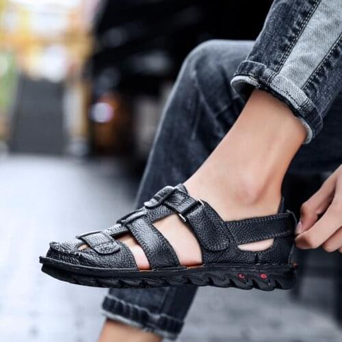 Mens Sandals Summer Outdoor Trekking Beach Casual Shoes Men Breathable Close Toe Leisure Walk Flats Top Quality Male Big Size 48
