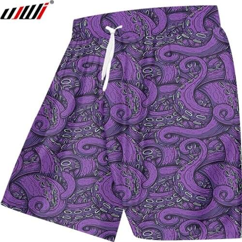 UJWI Men/Women Personality Purple Trend Shorts Mens Oversized Casual Shorts 3D Full Printed Octopus Tentacle 7xl