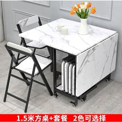 European-style Folding Dining Table Small Apartment Home Dining Table Foldable and Mobile Hotel Banquet Folding Square Table