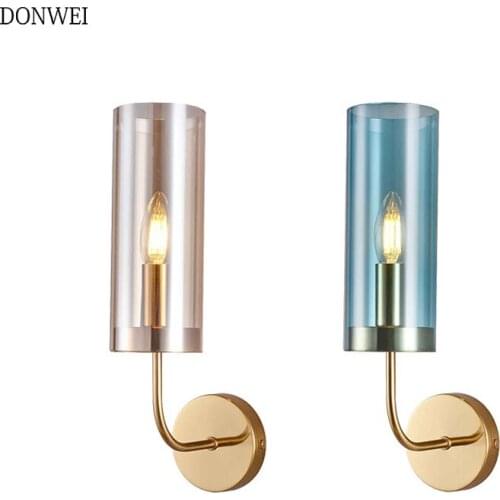 Nordic Modern E14 LED Wall Lamp Glass Bathroom Mirror Beside American Retro Wall Light Sconce for bedroom/living room decor