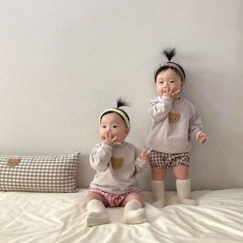 New Arrivel Infant Baby Hoodie Tops Toddler Girls Bear Embroidery Sweatshirts Boys Clothes Aged 9M-3T