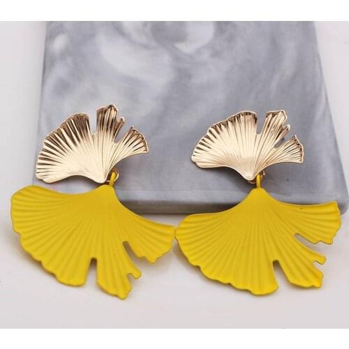 Statement Leaf Leave Drop Earrings 2019 for Women Fashion Vintage Geometric Red Yellow Green Metal Earrings Jewelry Gifts
