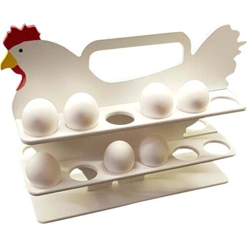 Funny Hen Style Wooden Egg Storage Rack Creative Kitchen Egg Organizer Rack With Handle Portable Compact Storage Organizer