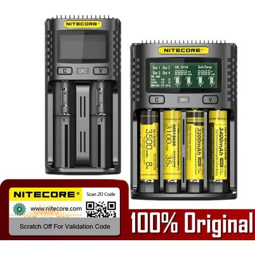 NITECORE UMS2 UMS4 UM2 UM4 SC4 Intelligent QC Charger For 18650 16340 21700 20700 22650 26500 18350 aa aaa Battery Charger