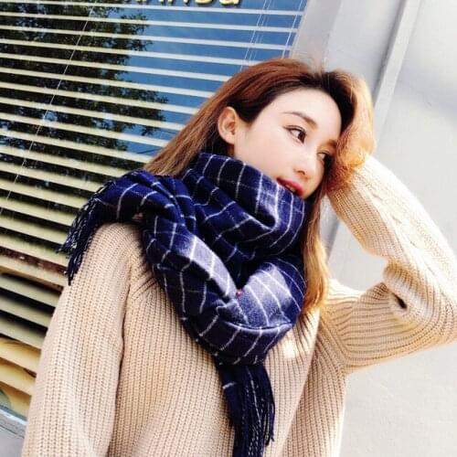 Scarves Ladies Autumn and Winter New Couple Models Su Plus Thick Plaid Warm Wild Shawl Lattice Collar