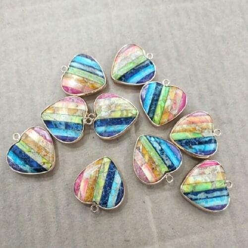 2PCS New Women Heart Pendants Nature Imperial Jasper Stone Size 20MM 25MM Also For Lovely Bracelets Making Findings Free Ship