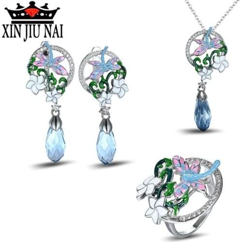 2020 hot new arrival arrives personality luxury retro delicate enamel color cute dragonfly womens prom banquet jewelry set