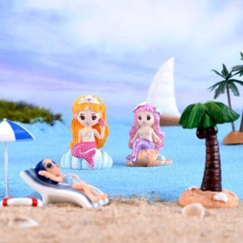 ZOCDOU 1 Piece Mermaid Whale Tail Dolphin Castle Beach Chair Small Statue Figurine Crafts Figure Ornament Miniatures DIY Garden