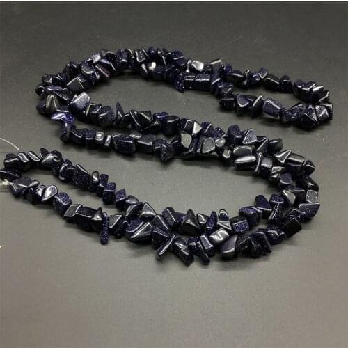 1 Strand 4-8mm Natural Blue Goldstone Sand Stone Chips Nuggets Jewelry Accessories Loose Strand Beads DIY for Bracelets Men