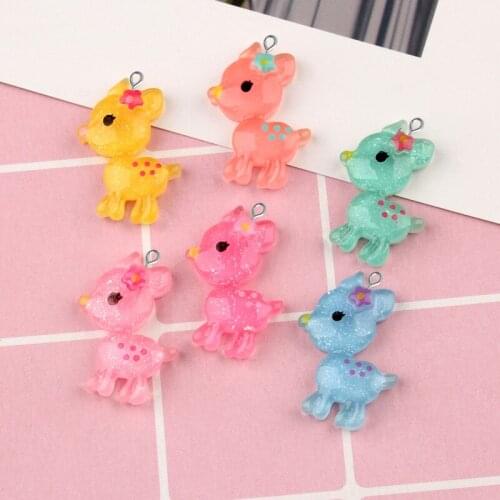 10pcs 21x28mm Resin color sika deer Fawn charms flatback cabochon pendant jewelry making Diy Hair Ornaments Hanging Material