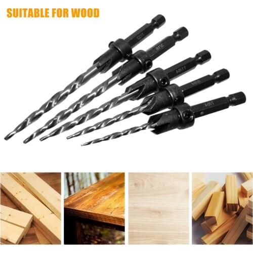 11pcs Earth Augers Garden Planting Machine Tapered Countersink Drill Bit Chamfer Holes Drilled Woodworking Tools Set