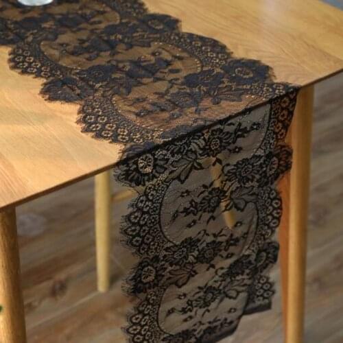 14x118 inch balck White Lace Table Runner Home Textile Boho Theme Party Wedding Decoration Floral Pattern Vintage Look 5BB5609