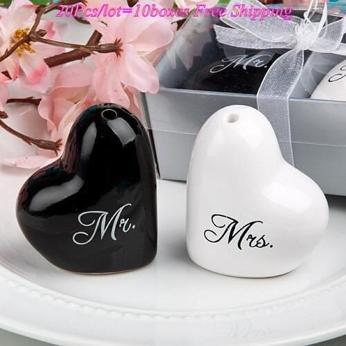 20Pcs/lot=10Sets) Elegant Wedding gift for guests of Mr. and Mrs. Salt and Pepper Set For Event and Party souvenirs favors