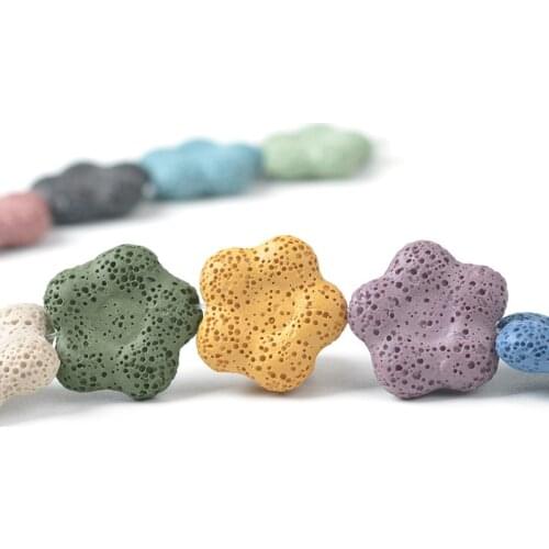 21/26mm Flower shape shape Lava Beads Shape Volcanic Rock Loose Spacer Beads Jewelry Earrings Necklace Making DIY