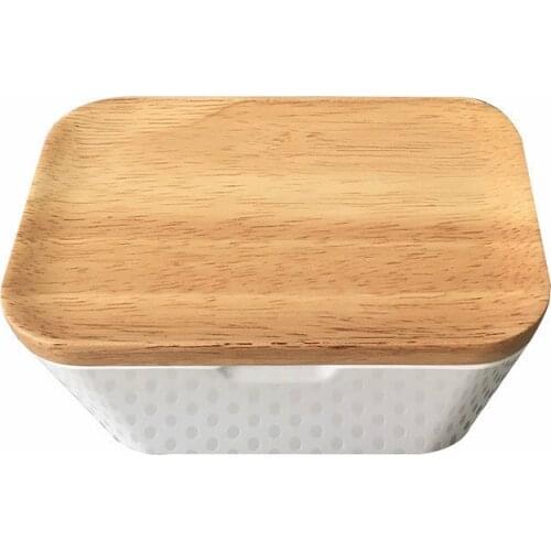 250g/400g Butter Box Melamine Dish With Wood Lid Holder Serving Storage Container Wood Melamine Serving Box Hotel Kitchen Tools