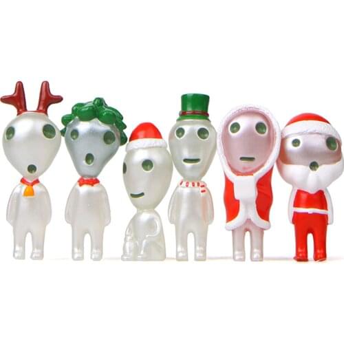 6pcs/Lot)Princess Mononoke Glow in dark Ghibli Kodamas Luminous Elf Tree Dolls Set Christmas Model Figurines Toys