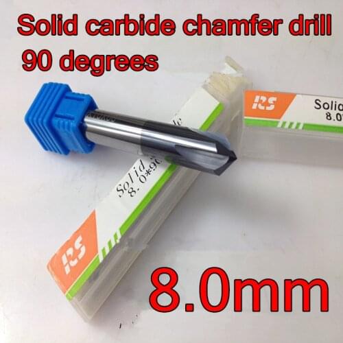 8.0mm*90 degrees*60mm 1pcs 4 flutes Solid carbide chamfer drill Chamfering cutter Countersink Drill Bit Free shipping