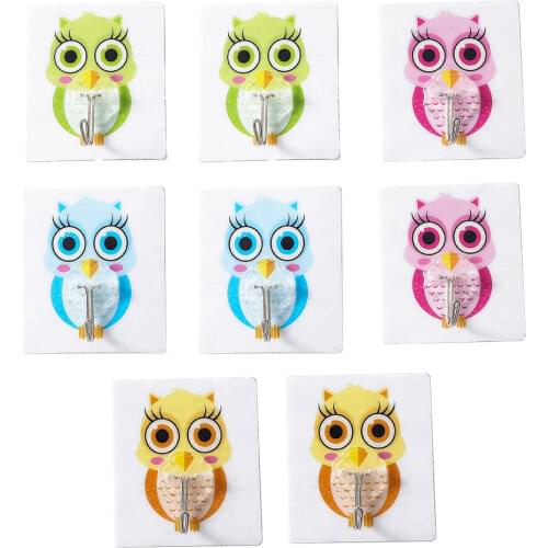 8pcs Owl Adhesive Hooks Wall Hooks for Hanging Coat Hat Mask Towel Backpack Owl Decor Heavy Duty Wall Hangers