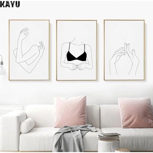 Abstract Lady Line Drawing Pictures Nordic Minimalist Wall Art Posters and Prints Scandinavian Style Living Room Home Decor