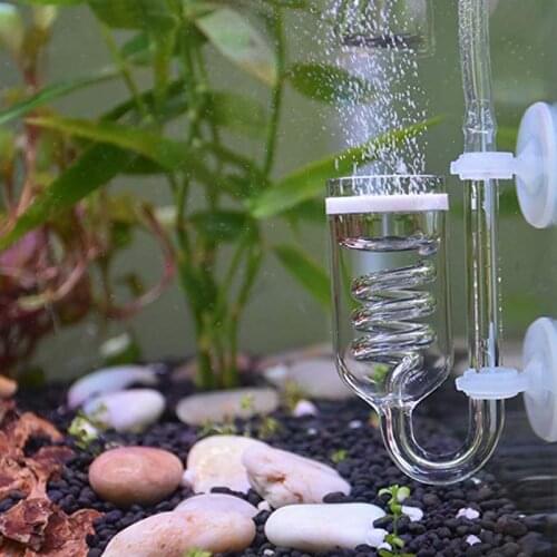 Aquarium CO2 Diffuser Plants Tank Atomizer Solenoid Regulator Moss CO2 Atomizer Spiral Glass Tube