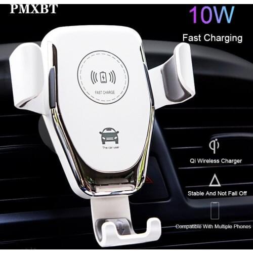 10W Wireless Charger Gravity Car Phone Holder in Car Air Vent mount Stand For iPhone Samsung Fast Wireless Charging And Receiver