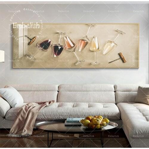 Large Size Red Wine In Glasses Wall Art Pictures For Living Room Home Decor Kitchen Posters Restaurant HD Canvas Oil Painting