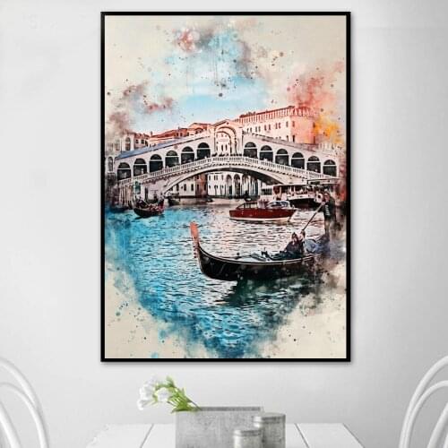 DIY Watercolo Europe City Diamond Painting Rhinestone Cross Stitch Full Square Round Drill Retro Landmark Tower Embroidery Decor