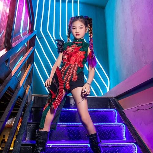 Jazz Hip Hop Dancing Costumes Chinese Style Catwalk Show Outfits Performance Stage Wear Girls Street Dance Dancewear YS1426