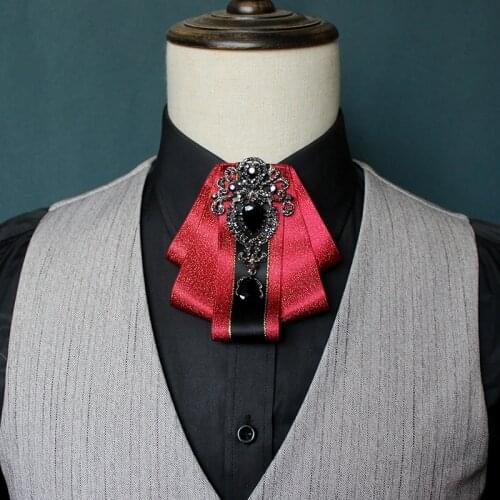 2020 Handmade Rhinestone Bow Ties Groom Best Man Diamond Collar Dress Formal Shirt Red Tie Bow Knot Wedding Clothing Accessories